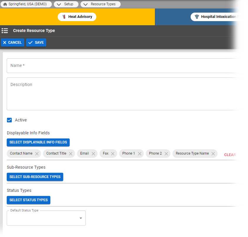 EMResource Create or edit resource type